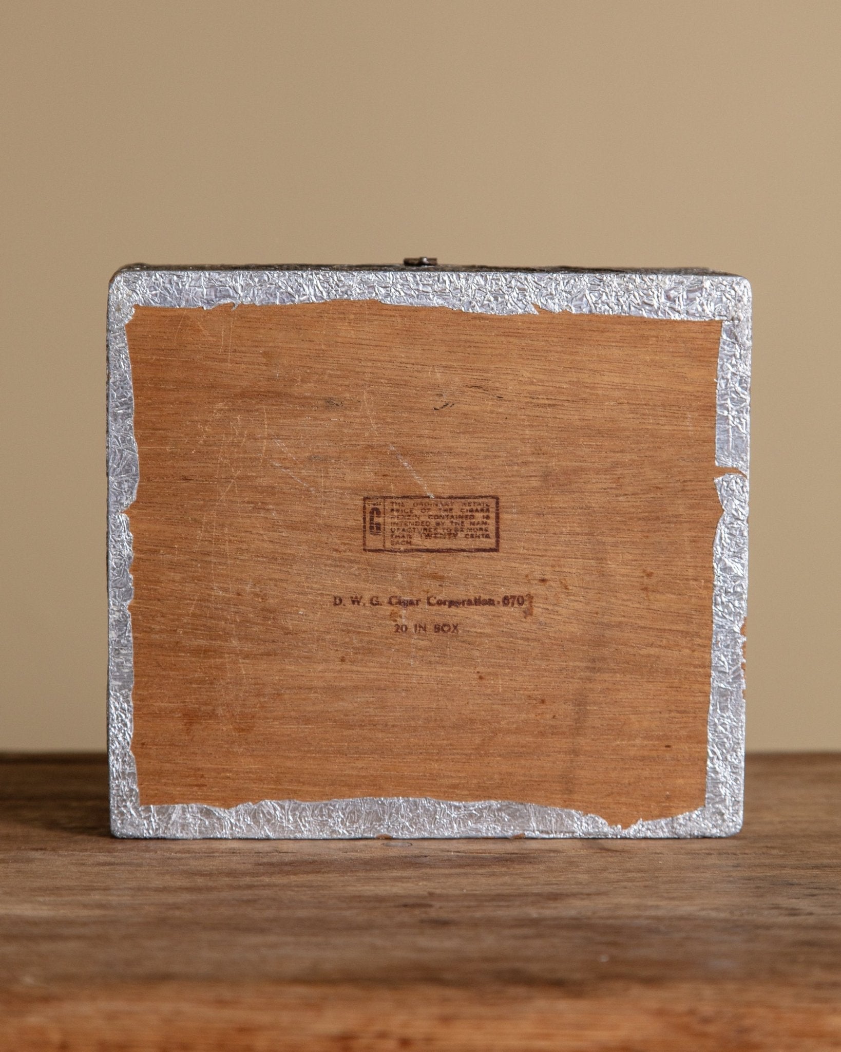 Silver Metallic Wooden Box with Embossed Flower Design