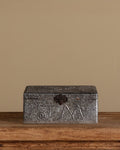 Silver Metallic Wooden Box with Embossed Flower Design
